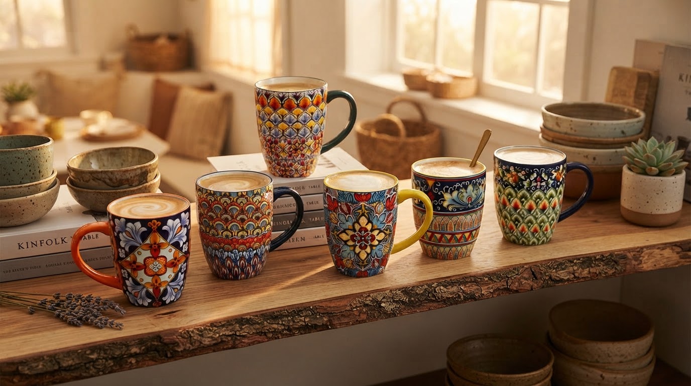 Why choose Pack Of 6 Bohemian Style Porcelain Coffee Mugs?