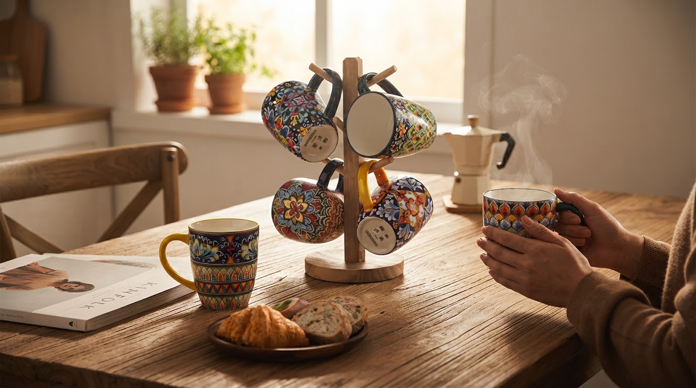 Pack Of 6 Bohemian Style Porcelain Coffee Mugs Design Matrix