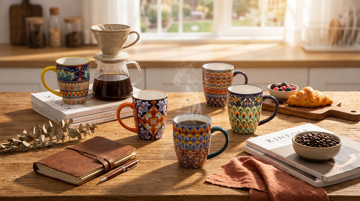 Pack Of 6 Bohemian Style Porcelain Coffee Mugs Durability