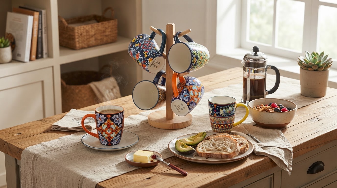 Why choose the Pack Of 6 Bohemian Style Porcelain Coffee Mugs?