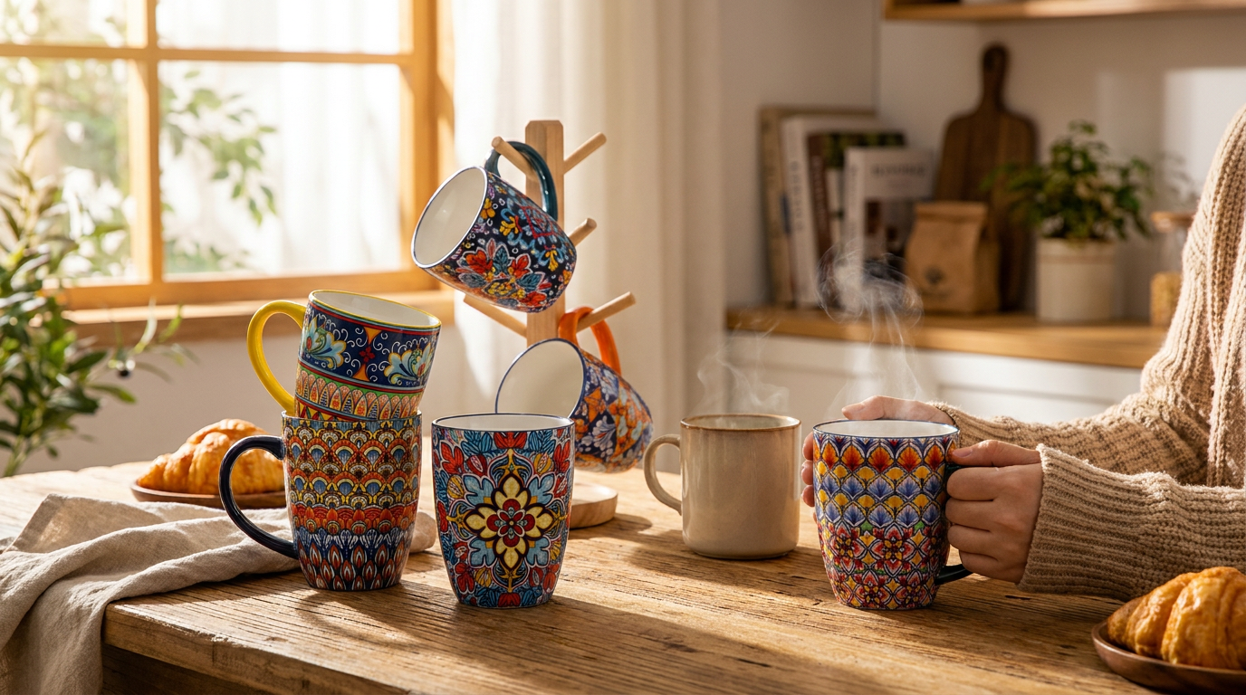 Why choose Pack Of 6 Bohemian Style Porcelain Coffee Mugs?