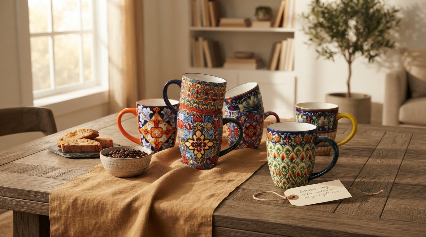 Selecting Pack Of 6 Bohemian Style Porcelain Coffee Mugs