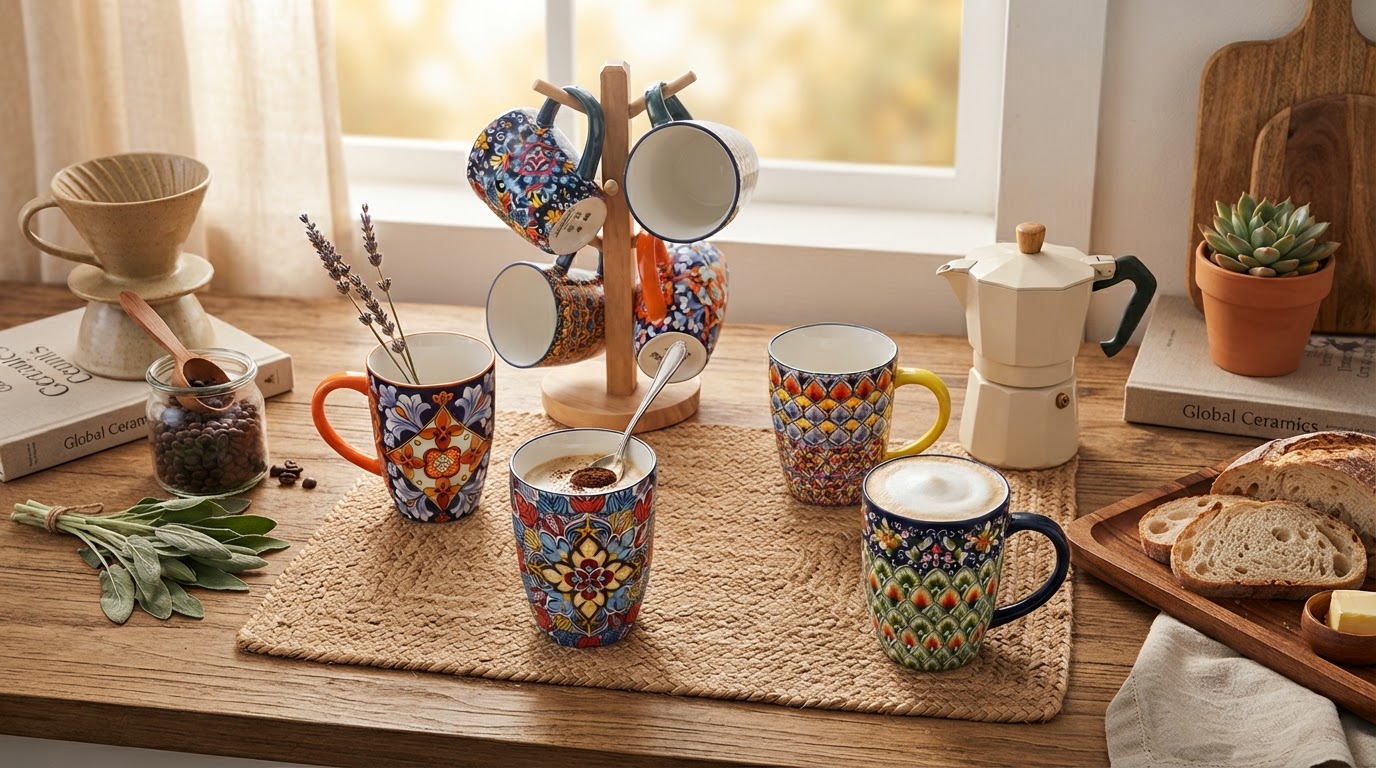 Styling the Pack Of 6 Bohemian Style Porcelain Coffee Mugs