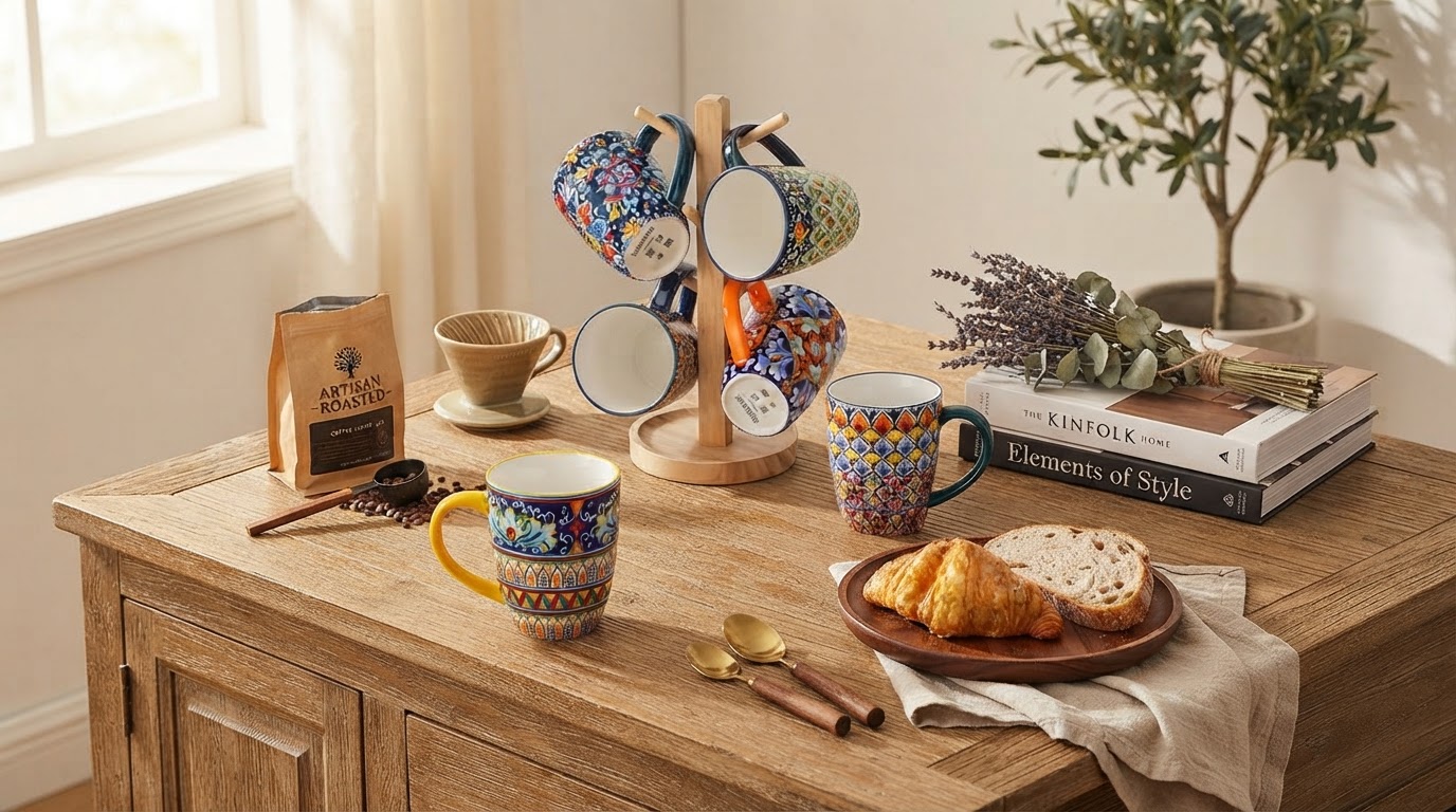 Pack Of 6 Bohemian Style Porcelain Coffee Mugs for New Homeowners