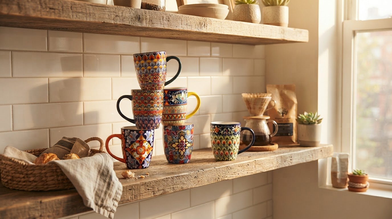 Why buy a Pack Of 6 Bohemian Style Porcelain Coffee Mugs?
