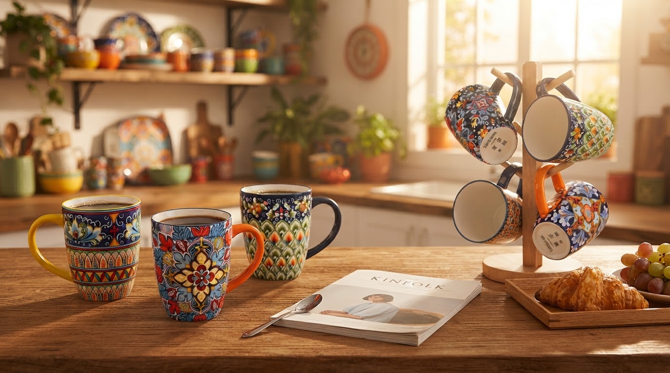 Choosing Vibrant Pack Of 6 Bohemian Style Porcelain Coffee Mugs