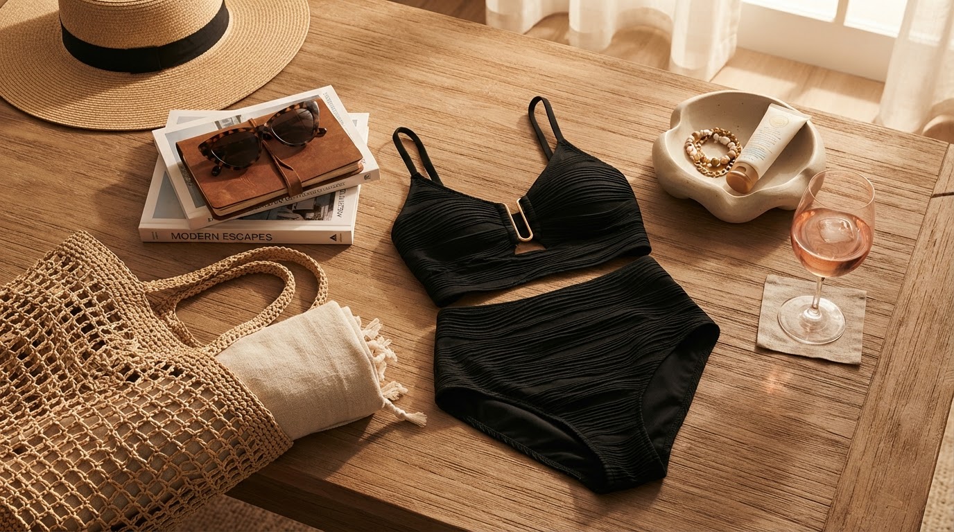 Choosing a U-Wire Cutout High Waisted Textured Swimsuit