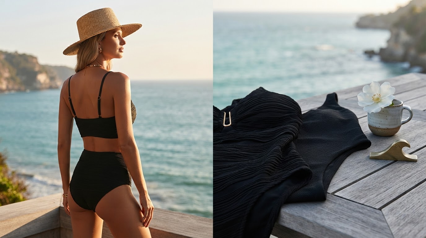 Comparing Crinkled Fabric in the U-Wire Cutout Swimsuit