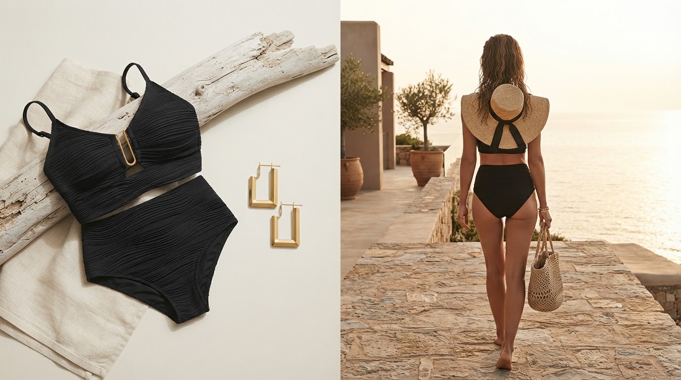 Defining the U-Wire Cutout High Waisted Textured Swimsuit