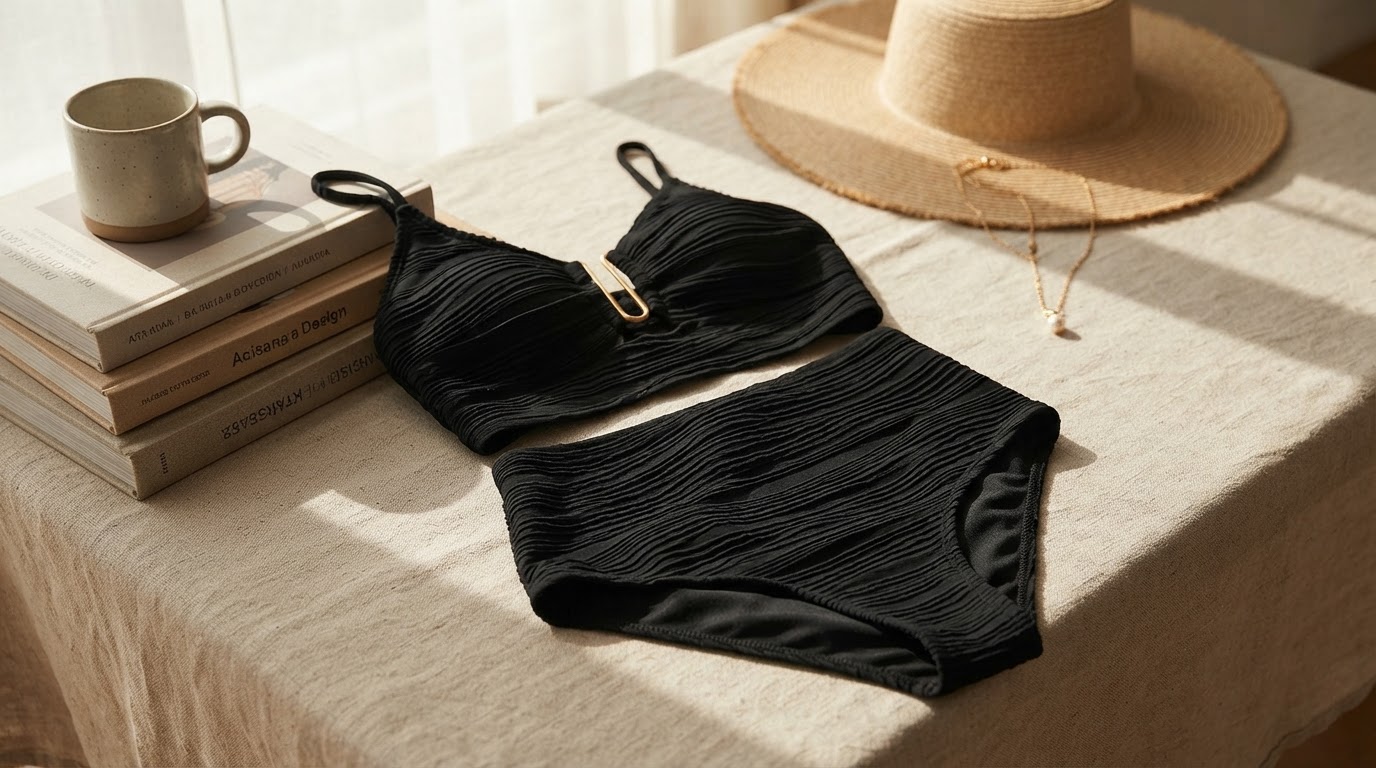 Textured U-Bar Design in the U-Wire Cutout Swimsuit