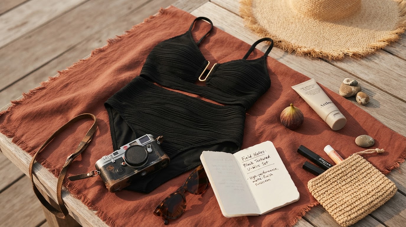 Field Testing the U-Wire Cutout High Waisted Textured Swimsuit
