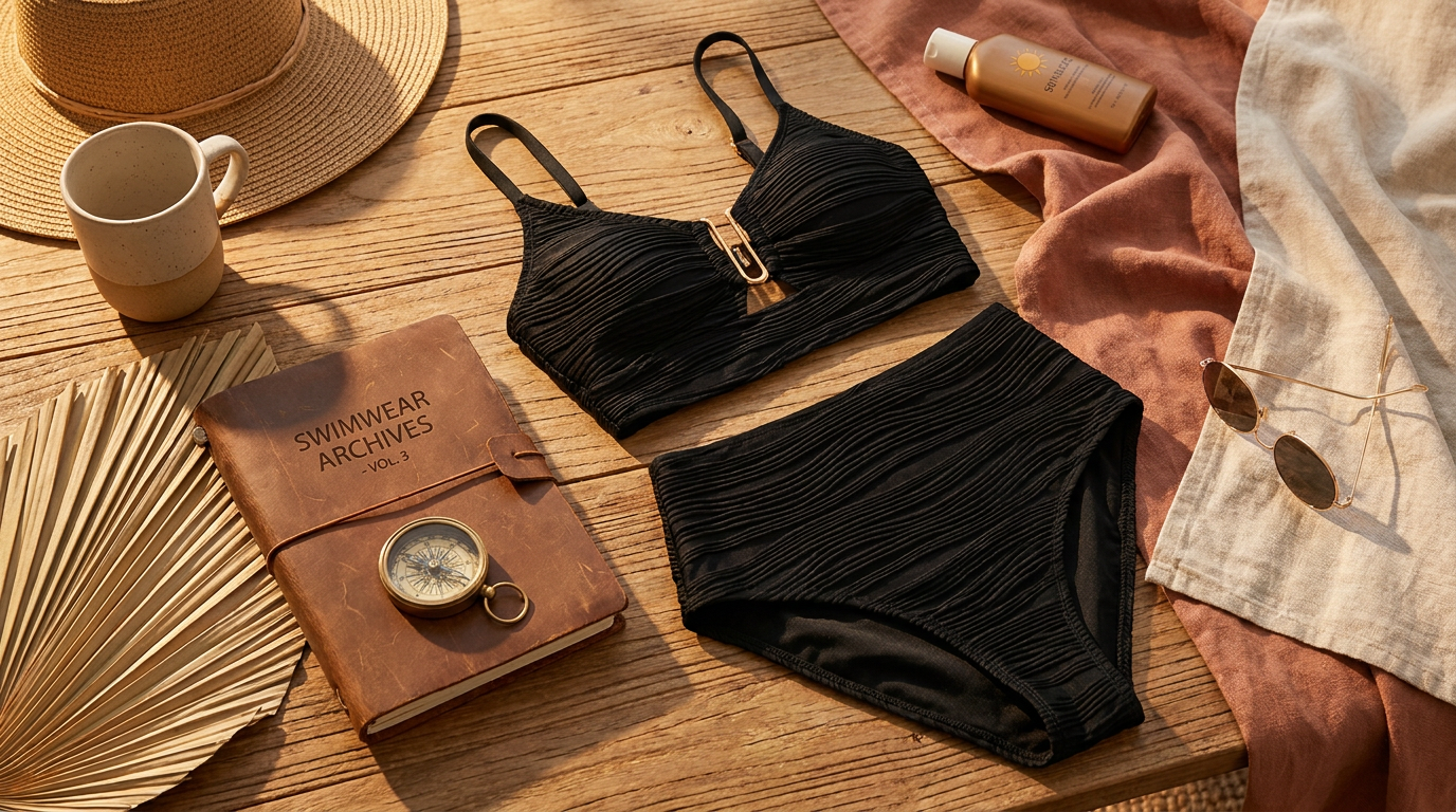 Supporting the U-Wire Cutout High Waisted Textured Swimsuit
