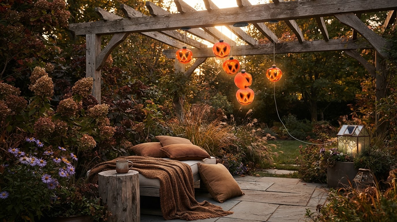 How do Solar Pumpkin Chime lights function outdoors?