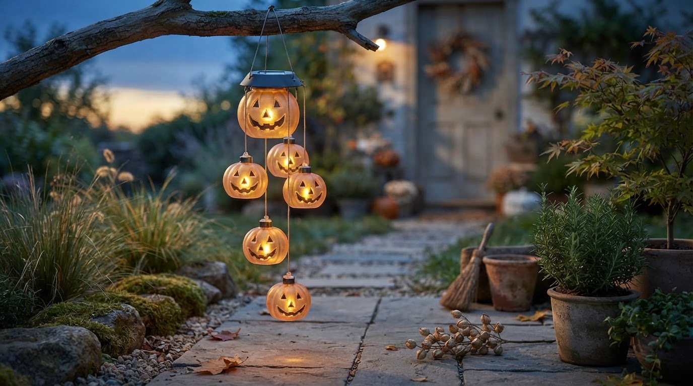 How does a Solar Pumpkin Chime operate in low light?