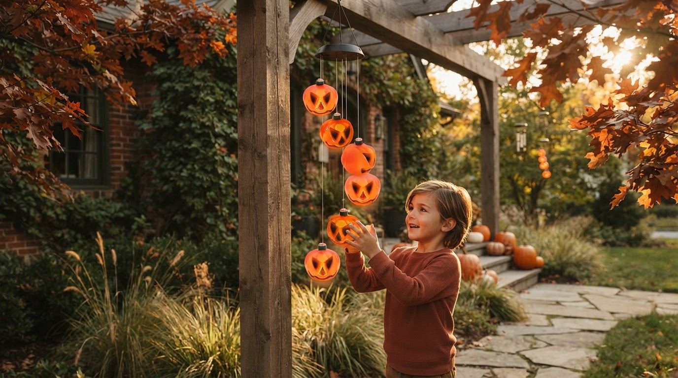 Solar Pumpkin Chime Outdoor Lighting Setup Guide