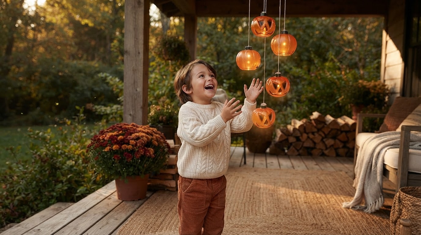 How to set up Solar Pumpkin Chime for porch decor?