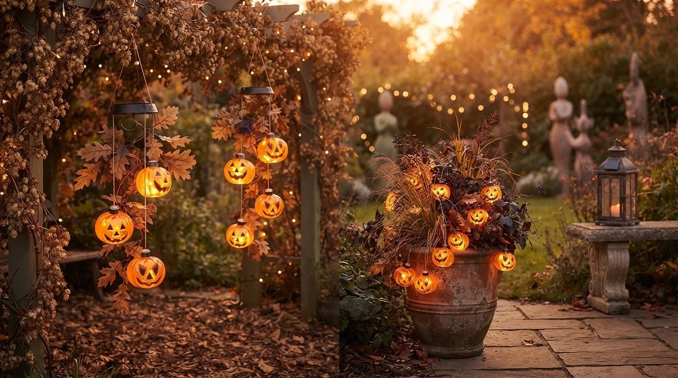Solar Pumpkin Chime Performance in Halloween Garden Displays