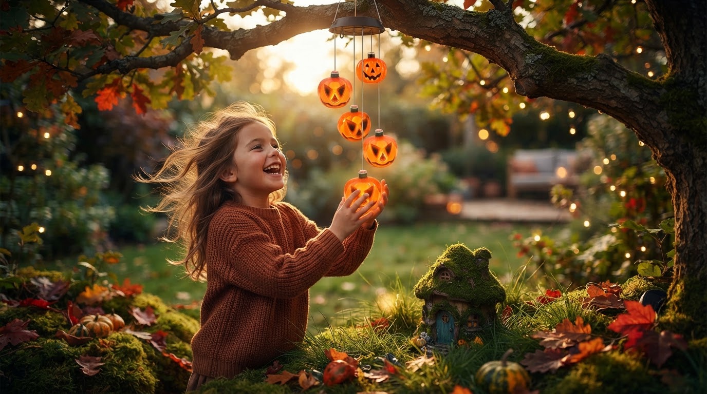 Solar Pumpkin Chime Placement for Light Up Hanging Decor