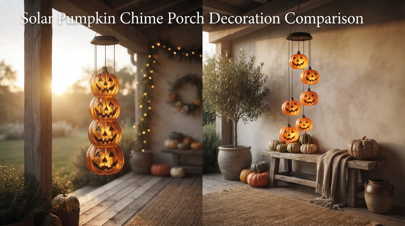Solar Pumpkin Chime Porch Decoration Comparison