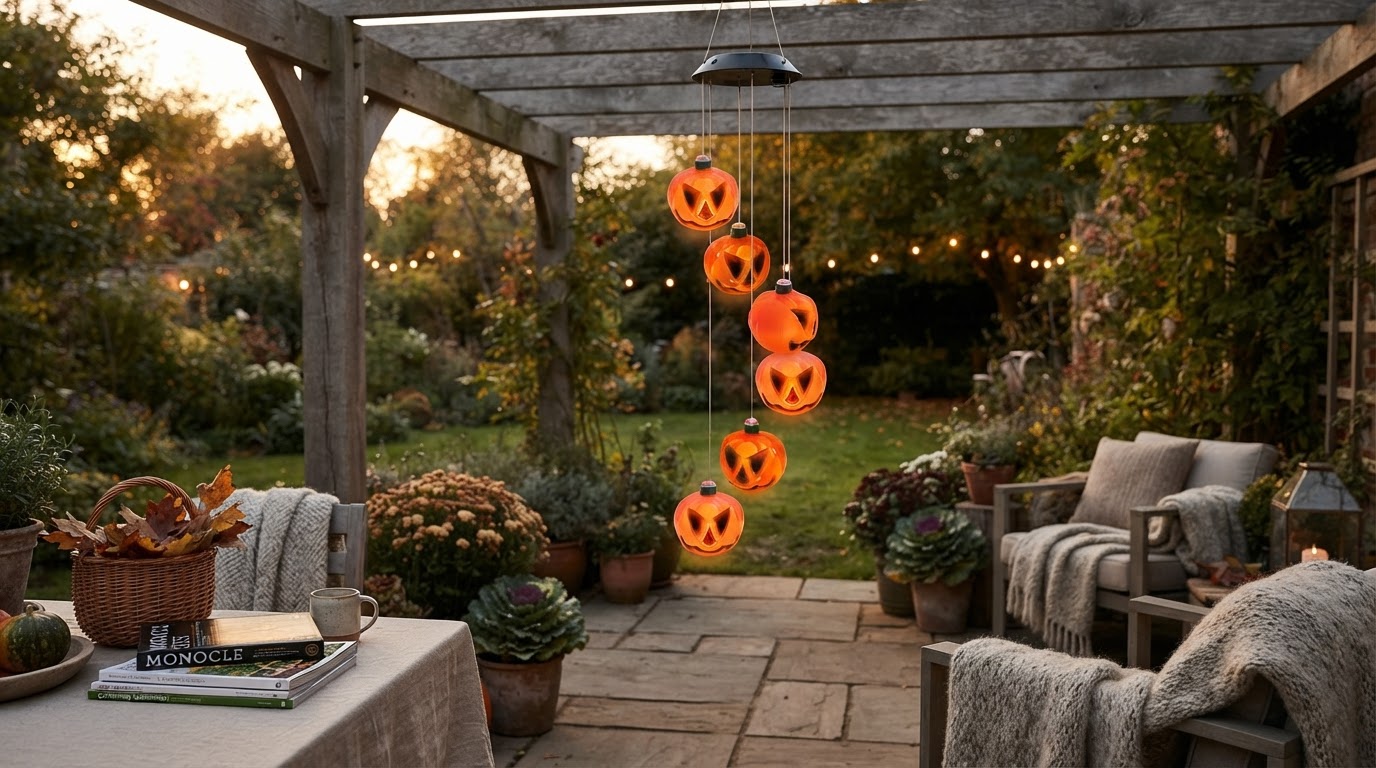 Solar Pumpkin Chime Review for Fall Outdoor Lighting