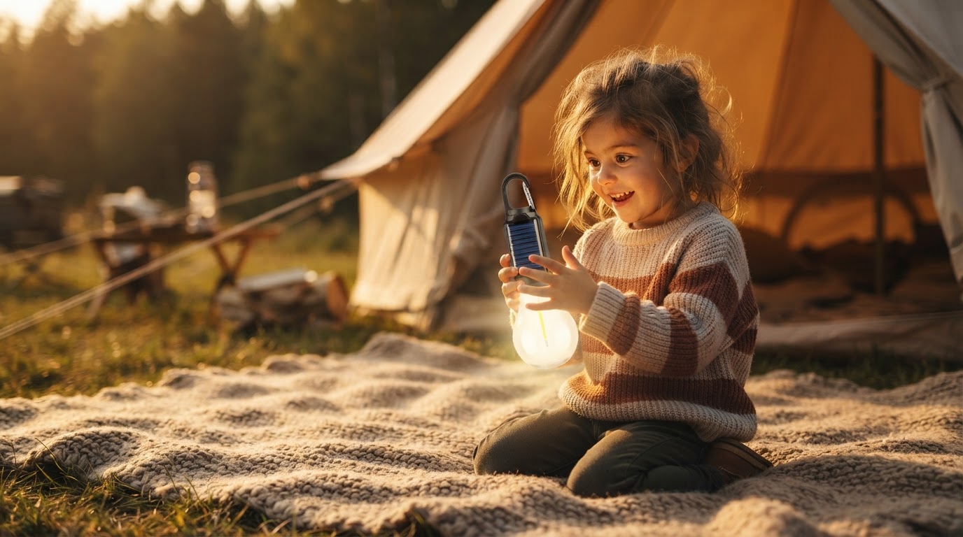How do I operate a Solar Camping Light rechargeable lamp?