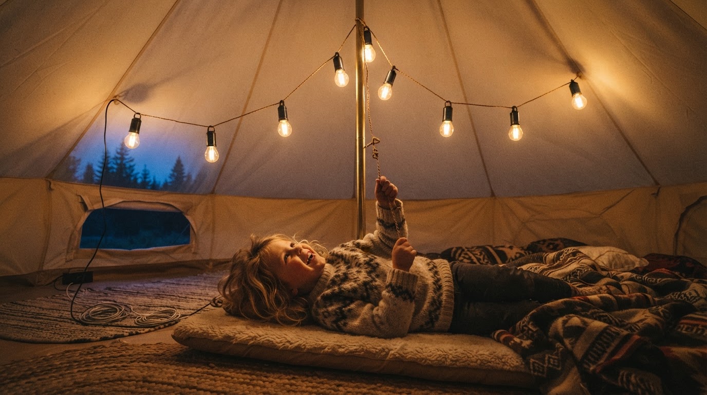 How to install Solar Camping Light strings in a tent?