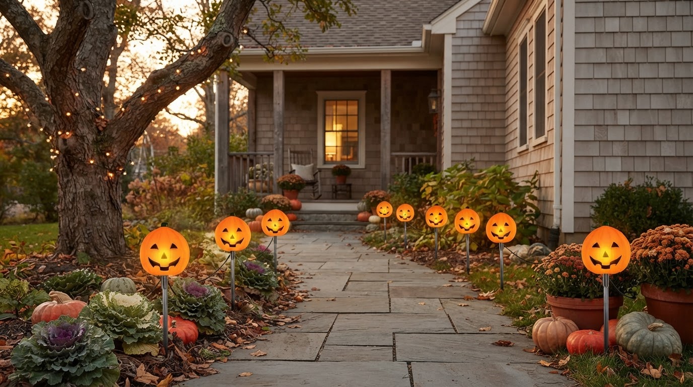 Why choose solar Pumpkin Stake for fall pathway lights?