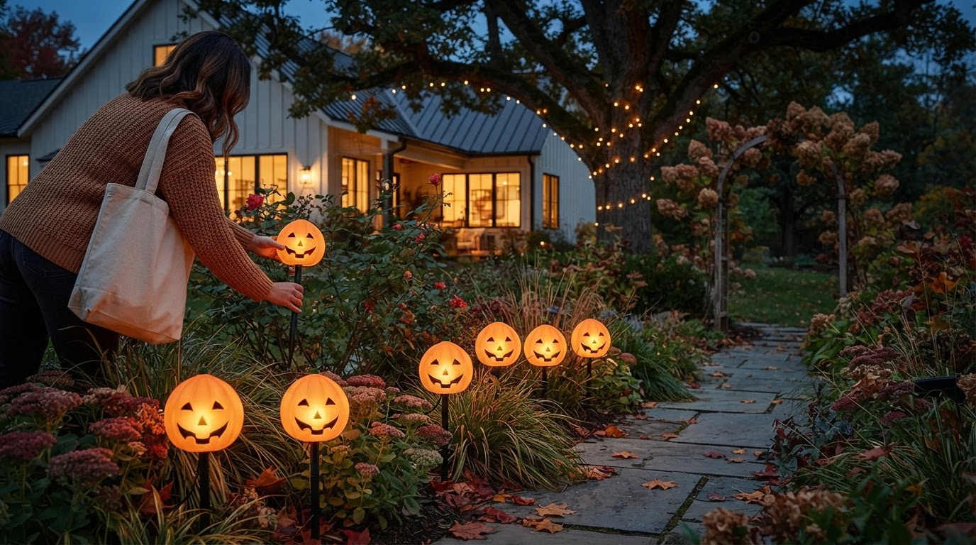 Integrating the solar Pumpkin Stake into Garden Lighting