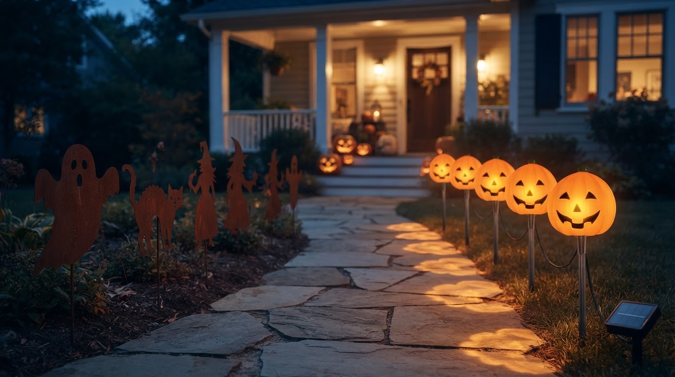 Choosing Between Orange Pumpkin Yard Stakes