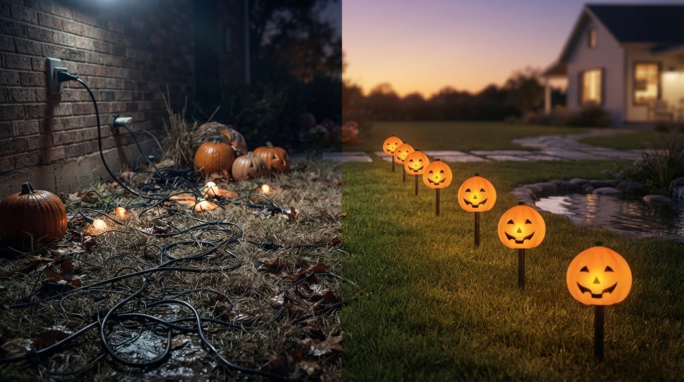 Solar Pumpkin Stake vs Standard Solar Fall Lawn Decorations