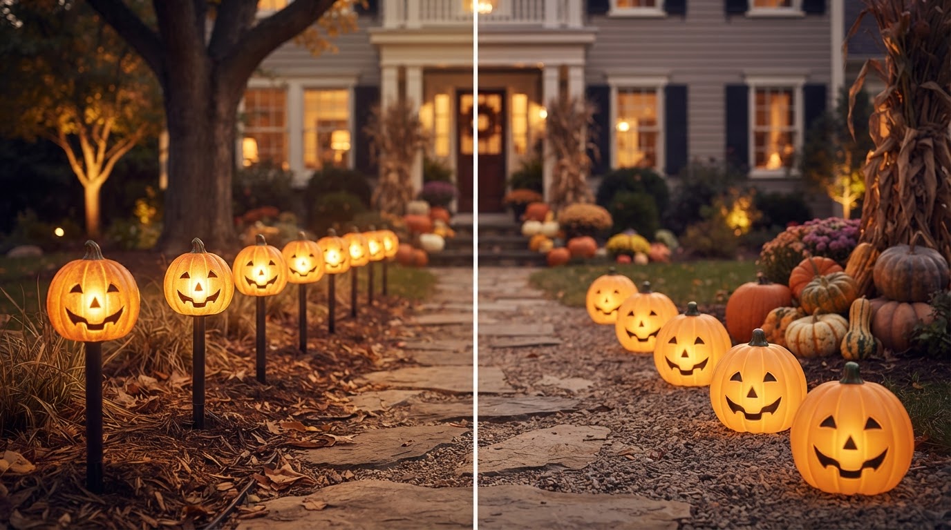 solar Pumpkin Stake vs LED Lawn Ornaments