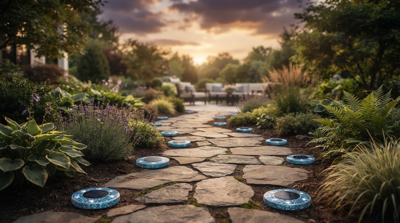 Enhancing Nighttime Walkways with Solar Mosaic Disk Lights
