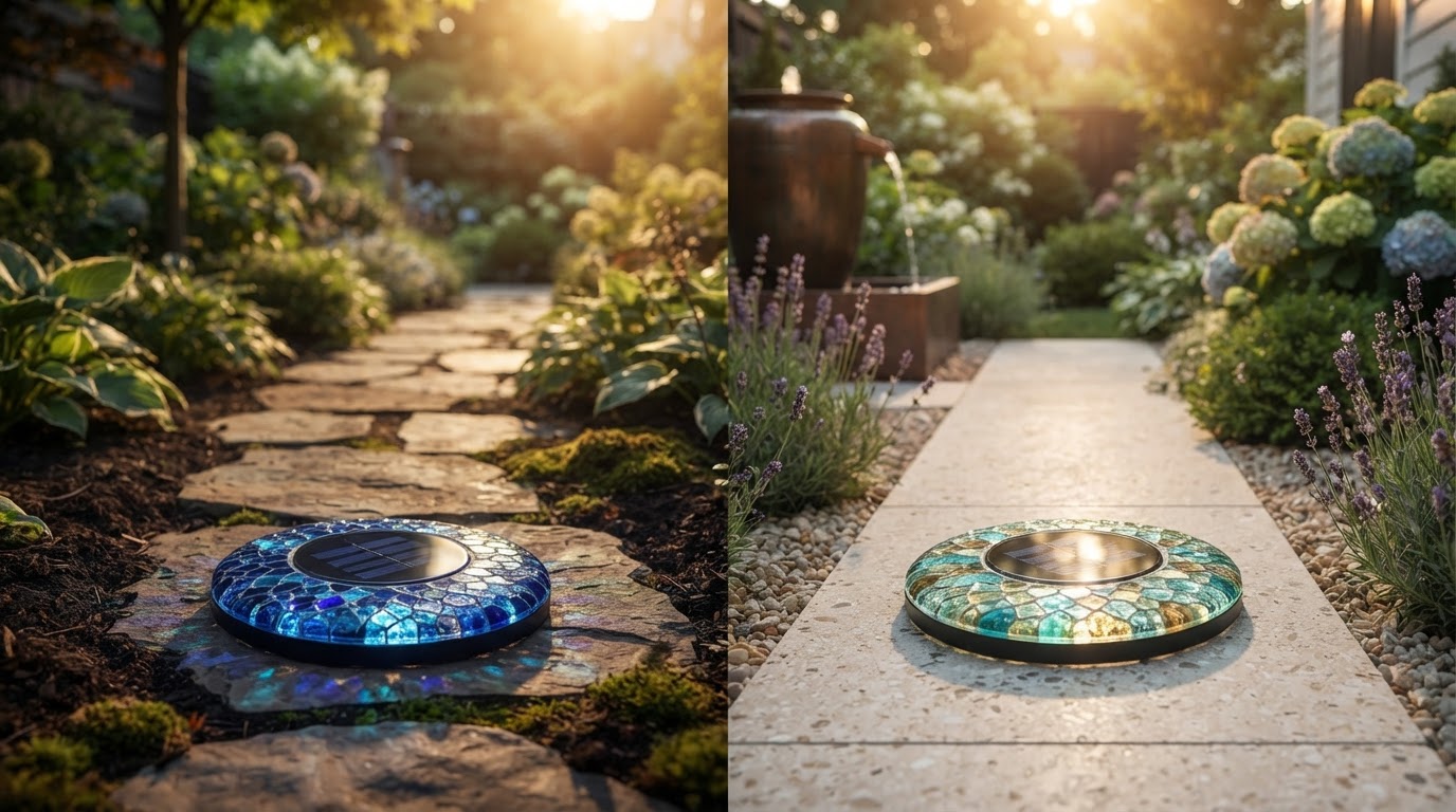 Evaluating Stained Glass Solar Disk Lights for Walkways