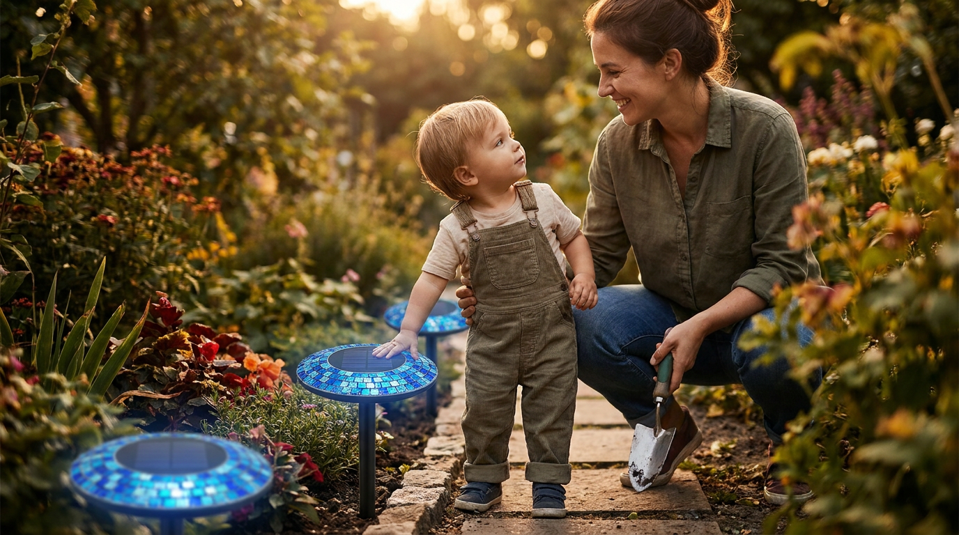 Five-Step Installation for Solar Mosaic Disk Lights