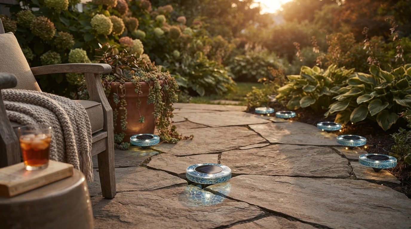 How do Solar Mosaic Disk Lights perform on a patio?