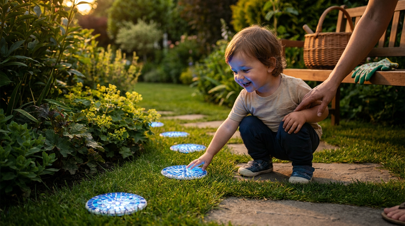How to install Solar Mosaic Disk Lights in a garden?