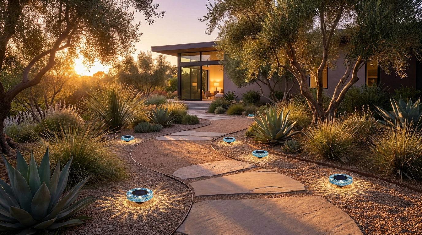 Mapping Decorative Solar Pathway Disks for Modern Landscapes