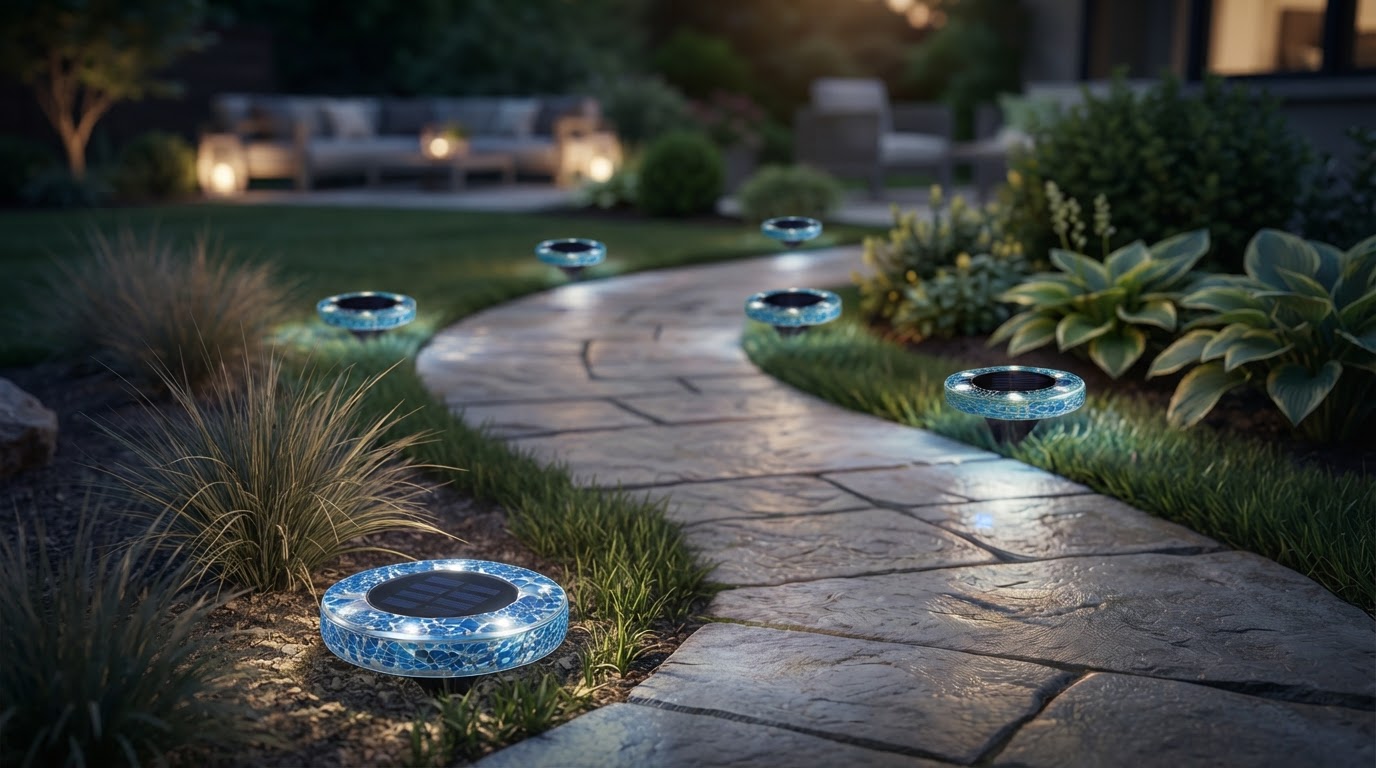 Placing Solar Mosaic Disk Lights in Modern Landscaping