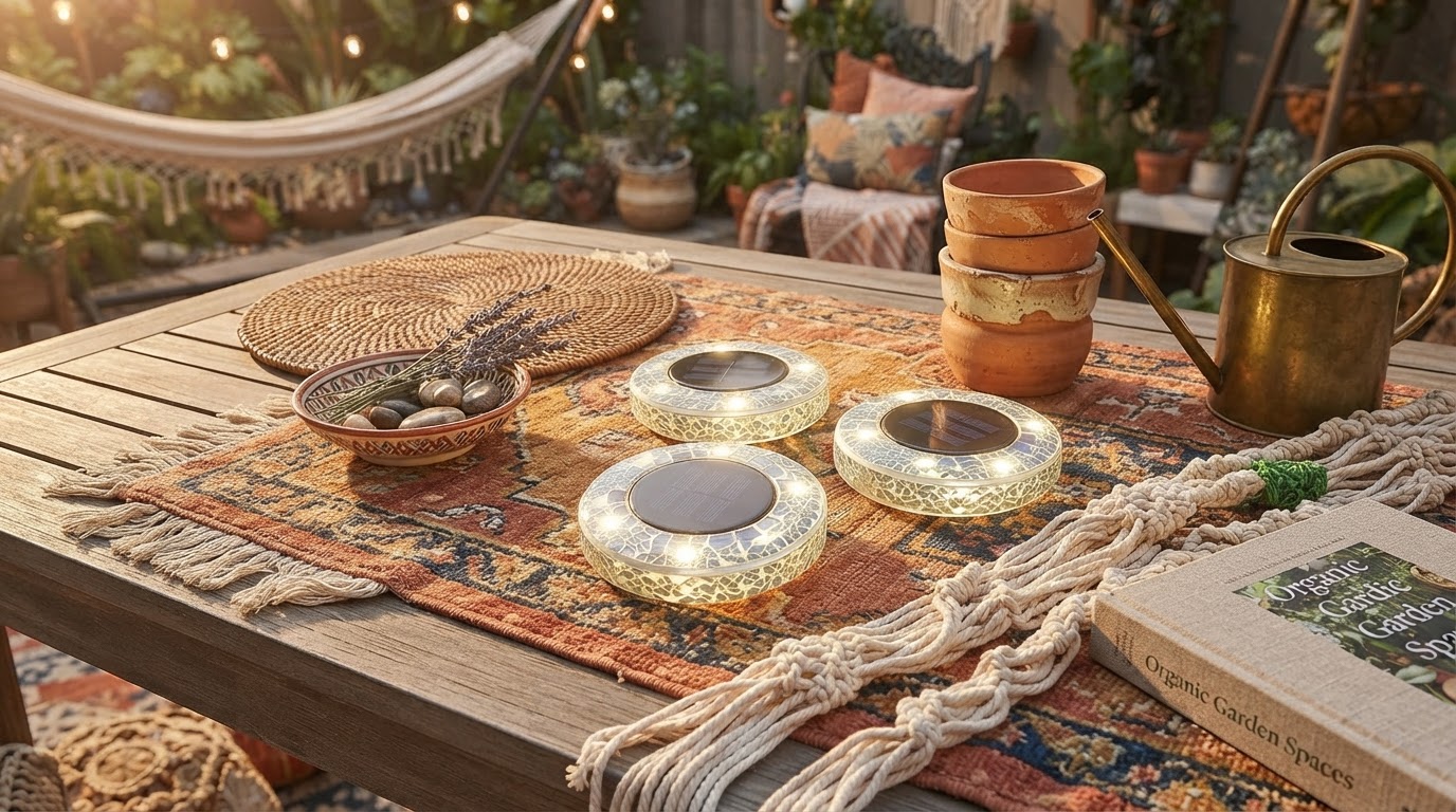 Solar Mosaic Disk Lights for Boho Outdoor Lighting