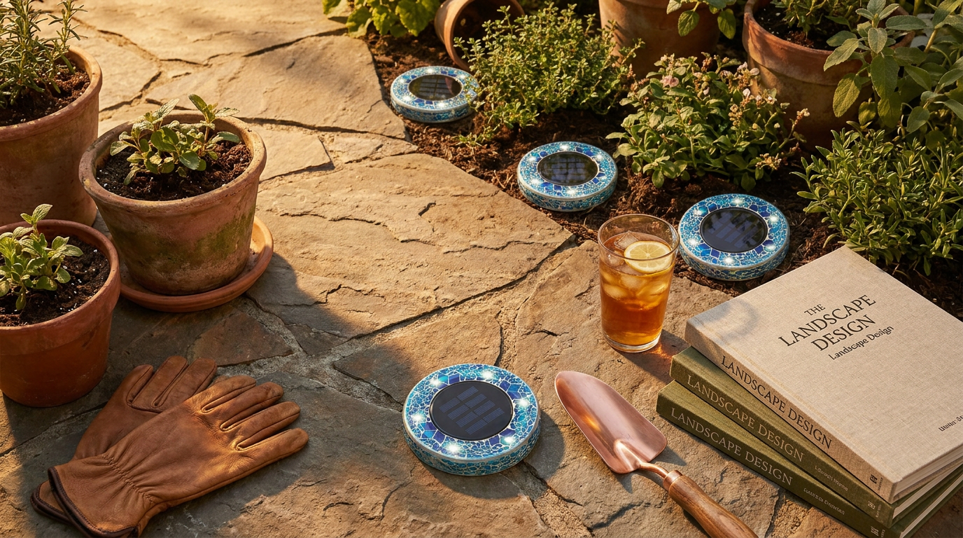 Solar Mosaic Disk Lights for Landscape Design
