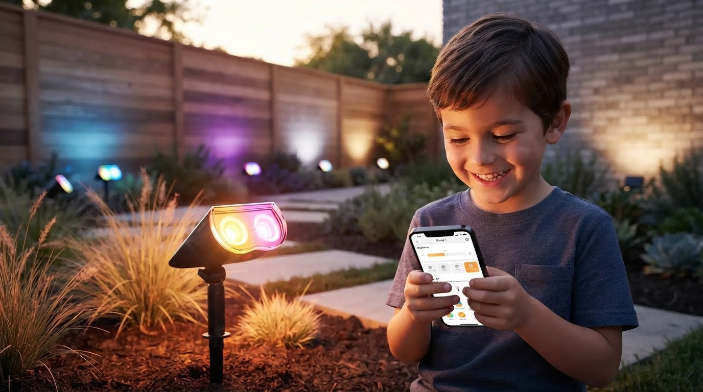 Smart Solar Spotlight App Control for Modern Yards