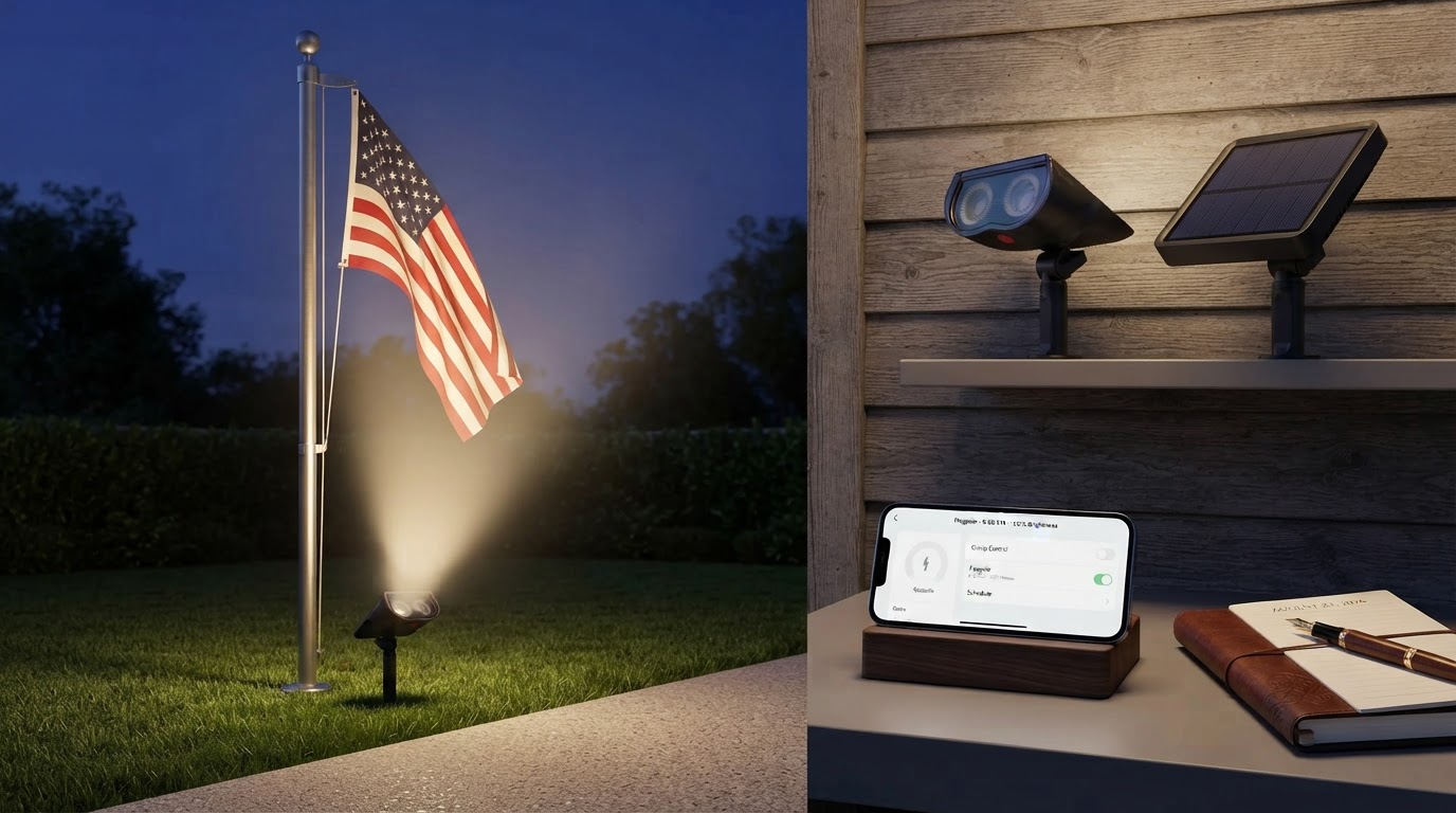 Smart Solar Spotlight Performance for Flagpole Illumination
