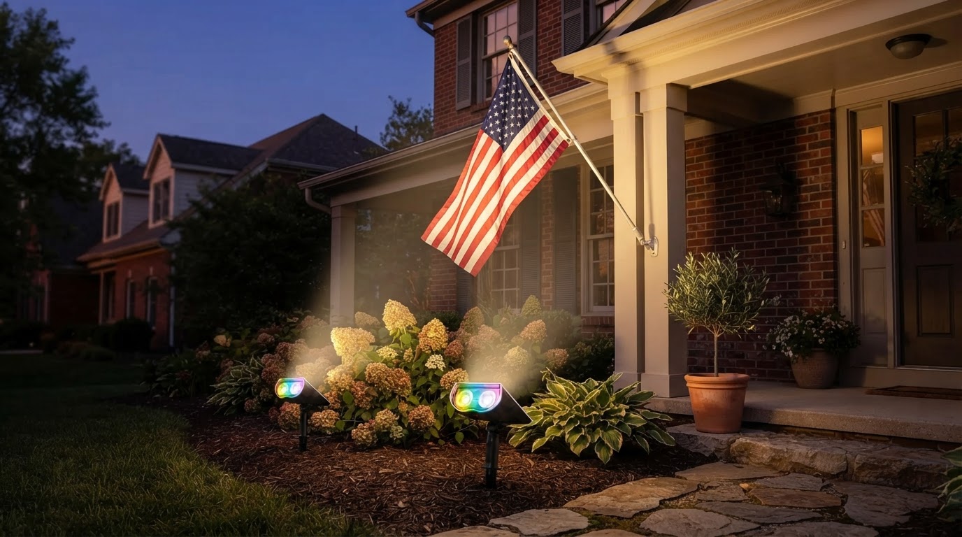 How bright is a Smart Solar Spotlight for flag poles?