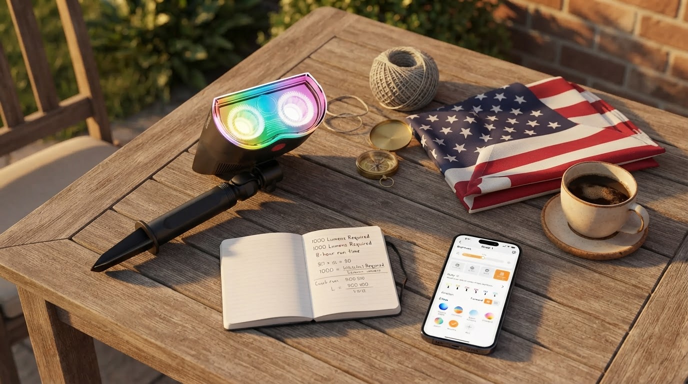Smart Solar Spotlight Performance for High Lumen Flag Lighting