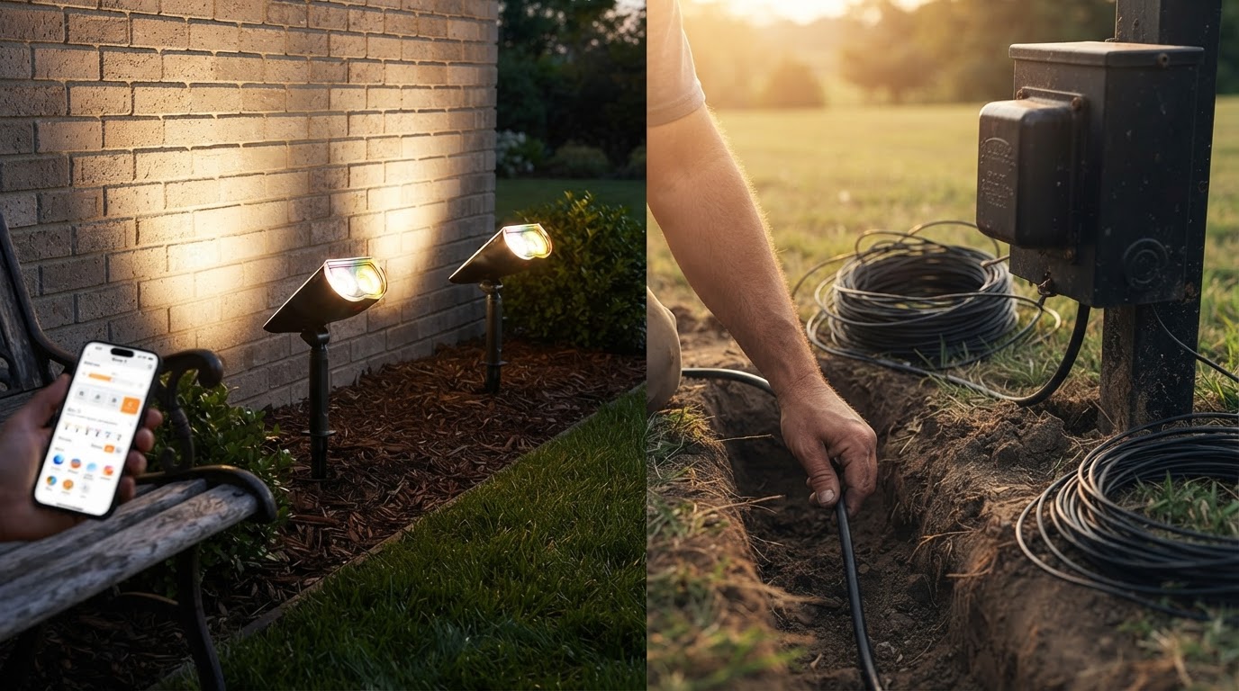 Smart Solar Spotlights vs Traditional Low-Voltage Landscape Lighting