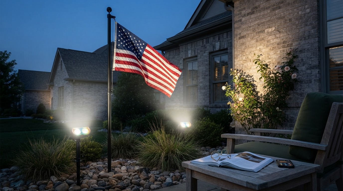 Smart Solar Spotlight Performance for High Lumen Flag Poles