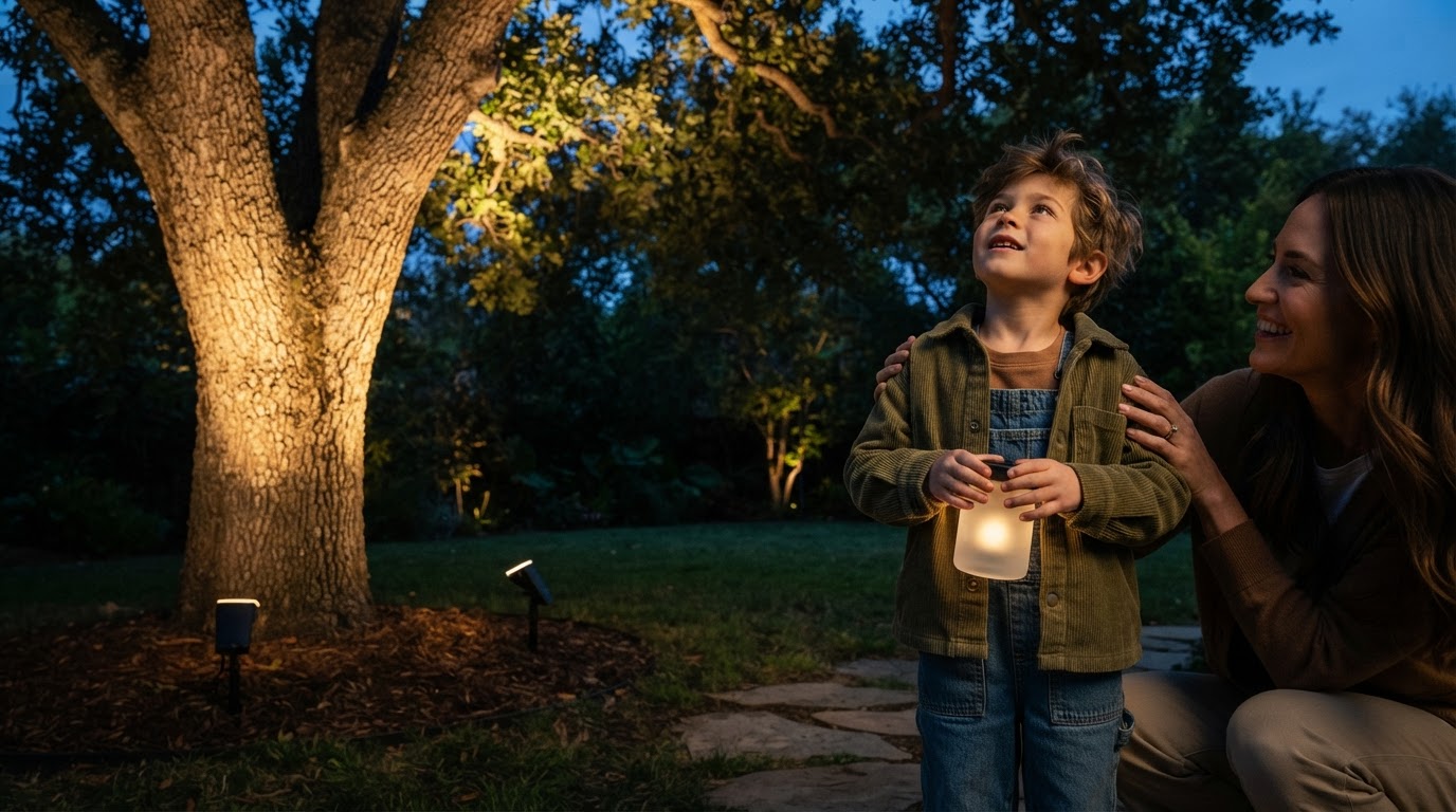 Smart Solar Spotlight Tree Illumination Strategy