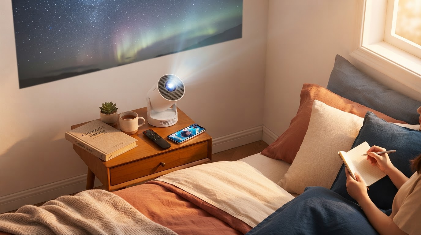 Projecting Magic Cubic Projector on Bedroom Ceilings