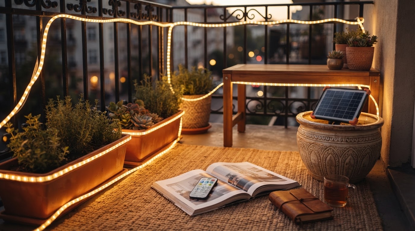 Enhancing Small Balconies With Solar LED Strip Lights