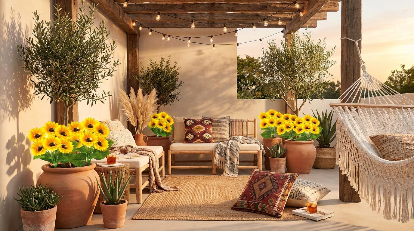 Can Sunflower Solar Lights Create a Modern Boho Patio?